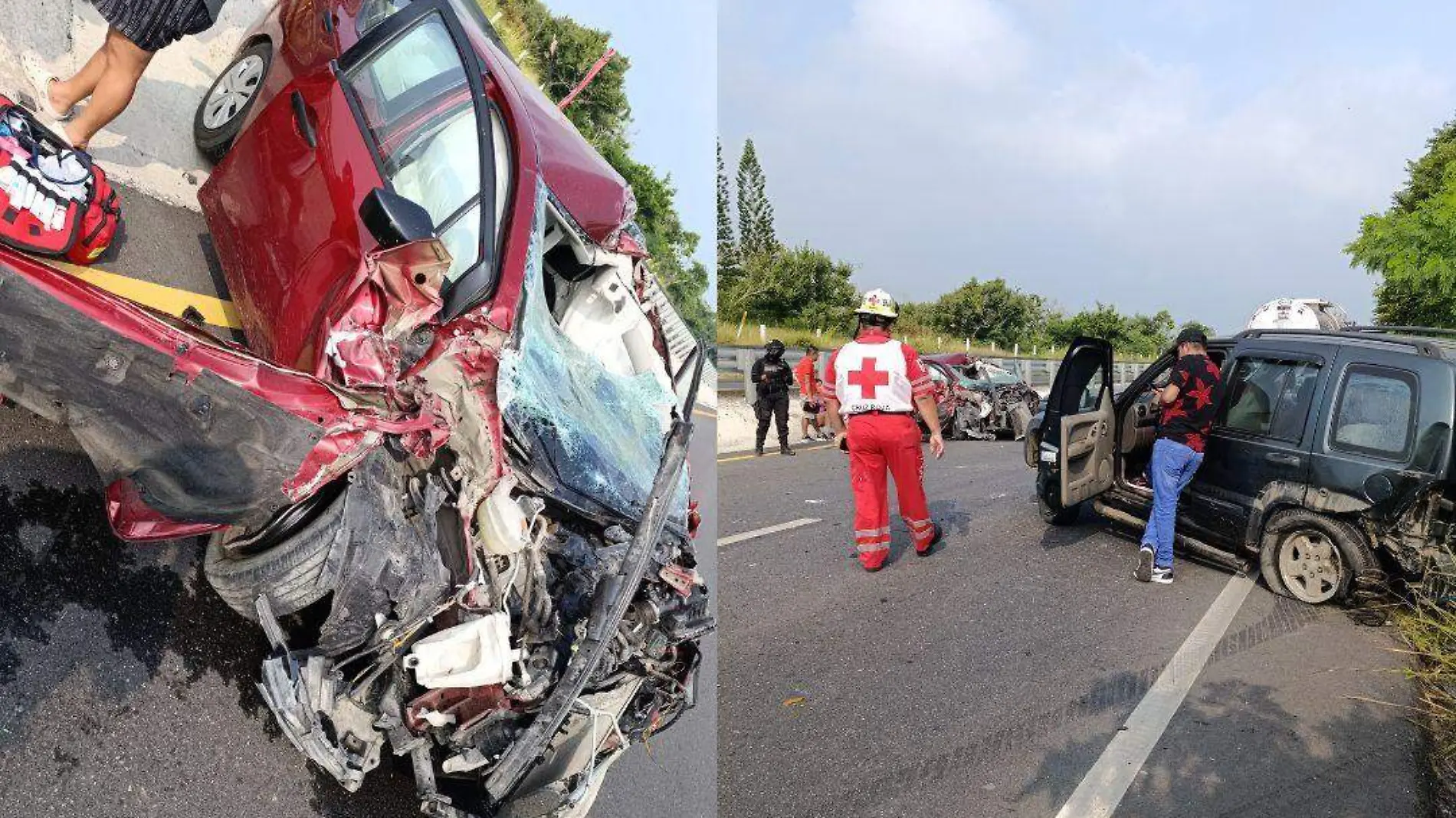 Brutal choque al norte de Veracruz deja a cinco heridos y moviliza a cuerpos de emergencia